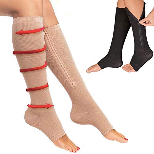 Zipper Compression Socks for Men Women 15-20 mmHg Support