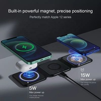 Station de charge magnétique pliable portable avec logo personnalisé, chargeur sans fil 3 en 1 rapide 15W qi pour téléphones Android et iPhone