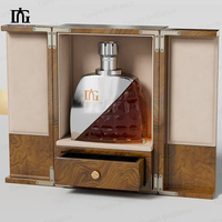 Boîte à vin en bois artisanale haut de gamme, écologique, à double porte, avec tiroirs, logo personnalisable, protection et rangement, ustensiles inclus