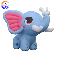 Modèle d'éléphant gonflable publicitaire multicolore, mignon, de style dessin animé, thème animal, accessoires de décoration publicitaire extérieure avec souffleur