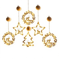 Guirlande lumineuse LED de Noël en forme d'étoile à cinq branches, lumières à ventouse pour sapin de Noël, décoration de festival, lumières d'ambiance
