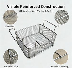 304 Stainless Steel <b>Mesh</b> <b>Basket</b>, Metal <b>Storage</b> <b>Mesh</b> <b>Basket</b>, Hole-free <b>Storage</b> <b>Basket</b>, Draining <b>Basket</b> - Product Image 6