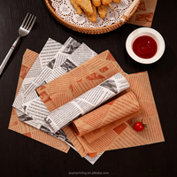 Feuilles d'emballage en papier kraft de qualité alimentaire imprimées sur mesure, résistantes à la graisse, pour frites, poulet frit, restaurants à emporter