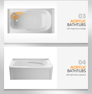 Baignoire Seawin <span class=keywords><strong>de</strong></span> Luxe pour Adultes, en Acrylique, avec Jupe Latérale Double et Drain, Moderne, Autoportante, Portable, Blanc Pur, pour Intérieur - Product Image 6
