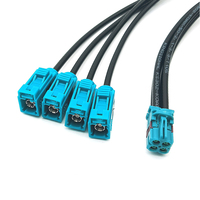 Kabel ekstensi kamera Universal, kabel ekstensi kamera Universal Quad Mini Fakra Female ke 4 Ports Fakra Female FPD-Link III GMSL 2