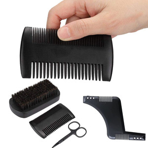Juego de peines para barba y bigote con cepillo de cerdas, mango de plástico, herramientas prácticas para recortar, cuidar y peinar - Product Image 4