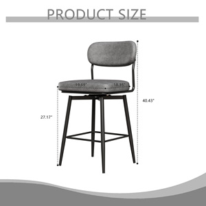 Modern 360° Rotating <b>Leather</b> Cushion Bar <b>Stool</b> Iron Bracket Versatile 2-Piece Bar Chair Set for Home Kitchen Hotels Dining Metal - Product Image 6