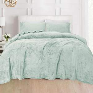 Set di Lenzuola in <span class=keywords><strong>Flanella</strong></span> di Poliestere Verde Menta, 4 Pezzi, Lussuosamente Morbido, Qualità Premium, Antistatico, <span class=keywords><strong>Copripiumino</strong></span> Moderno - Product Image 1