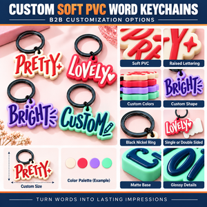 Llaveros de PVC Suave Personalizados con Letras en Relieve, Llaveros de Goma Personalizados para Regalos y Bolsos, Fabricación OEM ODM - Product Image 4