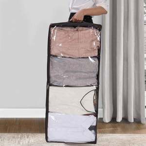 2 Pack Large Foldable Comforter <b>Storage</b> Bags PP Plastic Underbed <b>Storage</b> 3 Compartment Dividers Wardrobe Fabric Metal Iron - Product Image 6