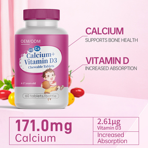 Oem nhãn hiệu riêng Canxi Vitamin D3 Máy tính bảng xương mạnh mẽ cho 4-17 tuổi - Product Image 3