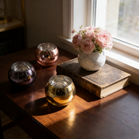 Vase en verre argenté en gros, forme globe, boule ronde, pot multicolore pour centre de table, décoration maison et mariage