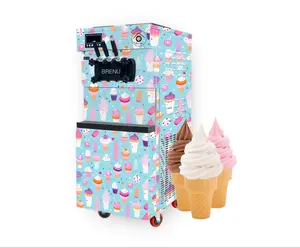Brenu fabrica la máquina expendedora automática de servicio suave de tres sabores de mesa Venta caliente de bomba de aire Precio de la máquina de helados