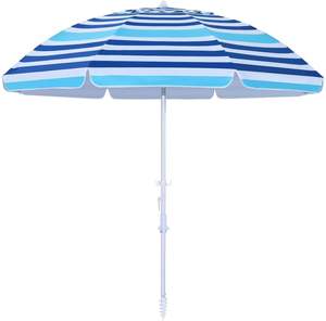 Sombrillas de playa azules con rayas de protección UV grandes y resistentes personalizadas con ancla de arena e inclinación para <span class=keywords><strong>patio</strong></span> al aire libre - Product Image 1