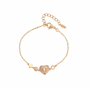 X000021467 xu ping jewelry charm jewelry heart-shaped locks to ms full drill 18 k gold individual design bracelet