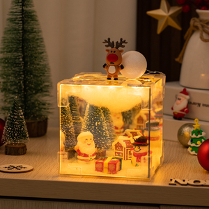Capodanno decorazione da tavola per la casa in PVC natale cubo magico notte luce nevica Santa decorazione per feste - Product Image 1