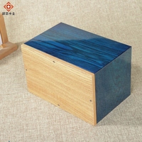 Guci Kayu Biru dengan Aksen MDF Kayu Ash, Alas Dapat Dilepas, Dapat Disesuaikan, untuk Kenang-kenangan
