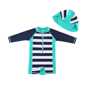 Petits garçons à manches longues maillots de bain une pièce enfant maillot de bain avec chapeau de soleil bébé maillot de bain pour enfant - Product Image 6