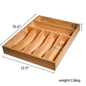 Organisateur de tiroirs de cuisine en bambou moderne Argenterie et porte-ustensiles avec laque pour le rangement des outils dans la cuisine - Product Image 6