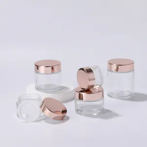 Wholesale Custom Face Cream Jar Glass 1 Oz 2 Oz 3 Oz 4 Oz Clear Cosmetic Glass Jar