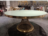 Table de réception de mariage de luxe avec plateau en verre rond de 150 cm, 160 cm, 180 cm pour événements et fêtes