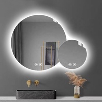 Miroir de salle de bain intelligent LED multifonctionnel de style moderne personnalisé en gros, double forme ronde pour les hôtels
