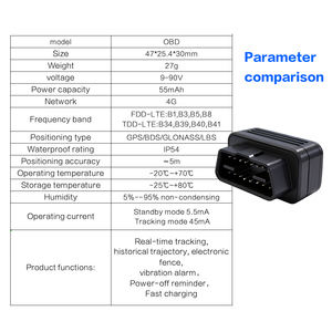 Traceur GPS de voiture 4G <span class=keywords><strong>GSM</strong></span> OBD, résistant aux hautes températures, alertes de vibration/sur-vitesse, notifications téléphoniques, géo-clôture, application Android, PC, 1 an - Product Image 6