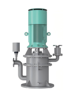 Pompe centrifuge auto-amorçante automatique à moteur électrique vertical, compatible produits chimiques, pour transfert industriel