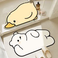 Tapis de salle de bain absorbant l'eau en forme d'alien chat de dessin animé mignon, en terre de diatomée, antidérapant, séchage rapide, pour porte de toilettes