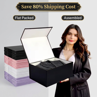 Boîtes d'emballage en papier pliables magnétiques noir mat, boîtes cadeaux rigides en carton personnalisées avec logo, prix d'usine
