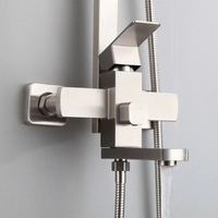 Ensemble de robinetterie de douche murale à triple fonction en acier inoxydable SUS 304 nickel brossé, style européen, pour salle de bain