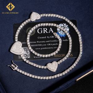 Collier Tennis en Argent 925 avec Moissanite VVS 3MM Style Cœur, Bijoux en Moissanite, Chaîne Tennis à la Mode, Expédition Mondiale - Product Image 3