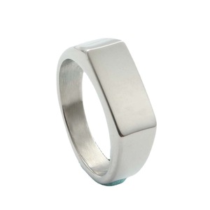 Men's Titanium Steel Rectangular <b>Ring</b> <b>Silver</b> Color Geometric Design Gift Jewelry - Product Image 1