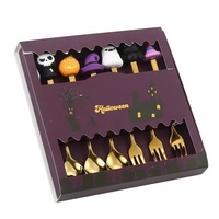 Ensemble cuillère-fourchette en acier inoxydable Dingyon OEM/ODM, vaisselle créative d'Halloween incluant une cuillère à mélanger, une fourchette à fruits et une cuillère à café