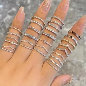 Hochwertiger Moissanit-Ring Ewigkeit Ehebänder Verlobung Brilliant Diamant S925 Sterlingsilber stapelbare Ringe für Damen