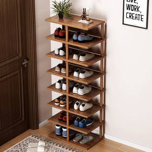 Portable Adjustable Modern Wood <b>Shoe</b> <b>Rack</b>-6-Shelf Revolving Foldable Space-Saving Floor Mount Organizer for Home Closet - Product Image 1