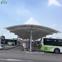 Abri de voiture incurvé en membrane PVDF Lyfe, anti-âge, pour extérieur, abri pour véhicules, pour parking