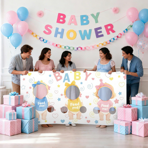 Lot de 2 bannières amusantes pour jeu de douche de bébé 'Feed <span class=keywords><strong>Me</strong></span>' avec bandeau cache-yeux, accessoires de photomaton pour fête de révélation du sexe du nouveau-né et fournitures de fête - Product Image 6