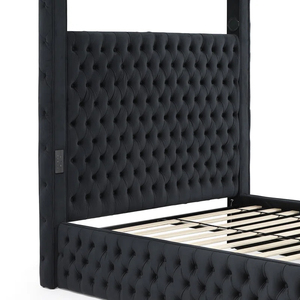 Pinzhi nhà tùy chỉnh phòng ngủ đồ nội thất thiết lập sang trọng Vua Kích thước bọc tán nữ hoàng GIƯỜNG KHUNG phòng ngủ Bộ giường với loa - Product Image 6