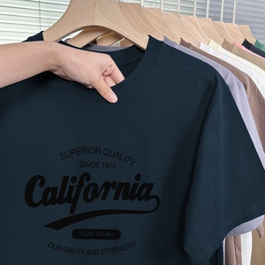 T-shirt <span class=keywords><strong>da</strong></span> uomo casual <span class=keywords><strong>a</strong></span> maniche corte girocollo in cotone pettinato puro stile americano Acme <span class=keywords><strong>M</strong></span> T 1 200g, vestibilità aderente, stampa trendy - Product Image 5