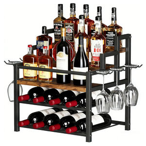 Estante de Exhibición de Botellas de Licor de 5 Niveles, Estantes para <span class=keywords><strong>Vino</strong></span> de Encimera con 6 Soportes para Copas de <span class=keywords><strong>Vino</strong></span>, Mini Bar para <span class=keywords><strong>el</strong></span> Hogar, para Whisky - Product Image 1