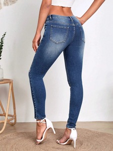Jeans Skinny Extensibles Élégants pour Femmes, Style Européen, Broderie Motif Pot de Fleurs, Coupe Slim Fuselée en Denim - Product Image 6