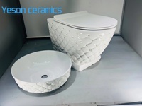 Yeson couleur dorée nouveau Design Style de luxe mural salle de bain céramique mur suspendu ensemble de toilette
