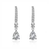 Boucles d'oreilles pendantes en platine Pt950 avec diamant de laboratoire en forme de goutte, scintillantes, élégantes, boucles d'oreilles en diamant, boucles d'oreilles fines, boucles d'oreilles Huggie