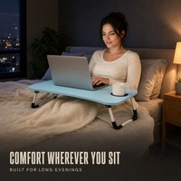 Table pliante pour lit, support portable pour ordinateur portable avec porte-gobelet et fente pour tablette, bureau d'étude pliable pour dortoir