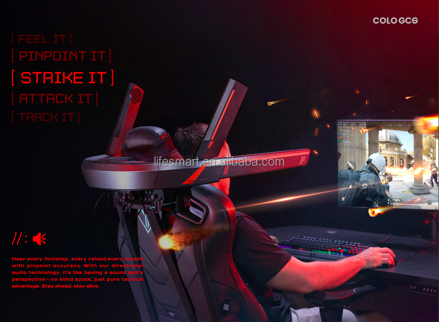 ORANGLES COLO GCS 7.1.2 Surround Sound Gaming Chair Audio System | Immersive 11-Speaker Seat Speaker with Dolby Atmos for PC/PS5/Xbox – Kuwait - full product showcase - displaying specifications - Image 5 of 6 | adapts to any space | COLO GCS 7.1.2 Surround Sound Gaming Chair Audio System | Immersive 11-Speaker Seat Speaker with Dolby Atmos for PC/PS5/Xbox – Kuwait deal New Jersey | Free Shipping ORANGLES