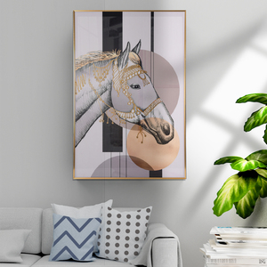 Hotel moderno Ufficio Decorazione di Arte Del Diamante Da Parete Cavallo 3D Animale Pittura <span class=keywords><strong>con</strong></span> la Struttura - Product Image 2