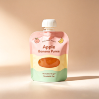 Voedselveilige kinderfruitpuree-uitgietzak zonder toegevoegde suiker, hersluitbaar, staande flexibele zak voor babyvoeding, aangepaste logo's, groothandel