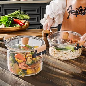 Casserole en verre borosilicate <span class=keywords><strong>transparent</strong></span> écologique de conception moderne, grande taille, résistante au feu, pour les nouilles instantanées - Product Image 3