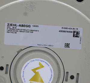 Ziehl-abegg RH56E-4DK.6N.1R 129263 3~ 230/400V 2.5KW 1320rpm Centrifugal <b>Fan</b> Aluminum Alloy Blades AC Motor 40 DB - Product Image 5
